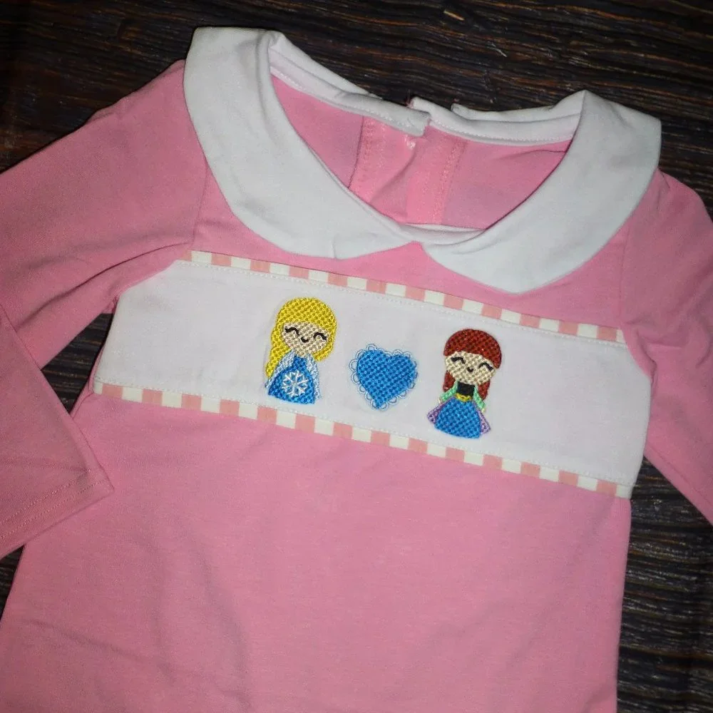 Boutique Baby Girls Frozen Princess Elsa Ana Long Sleeve Romper Jumpsuit - Picture 2 of 2